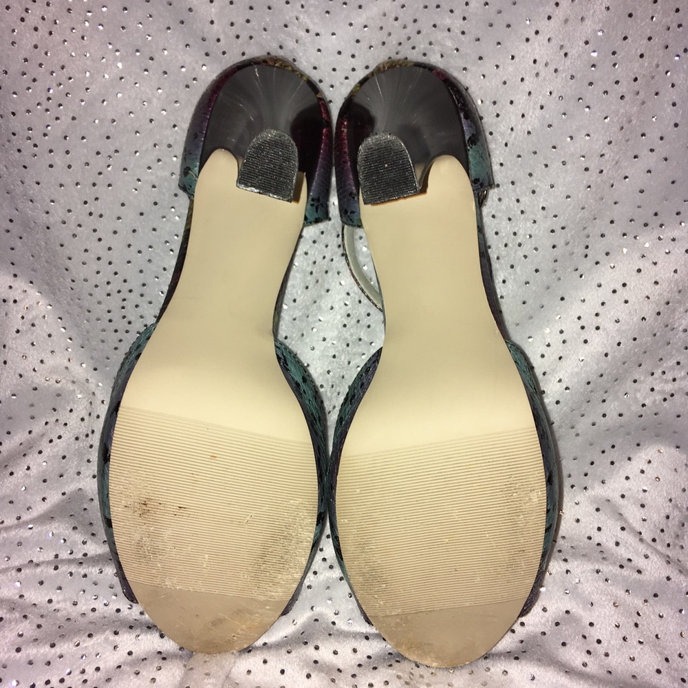 Euc Madden Girl Rainbow Python Open Toe Heels - image 6